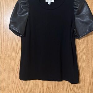 Nine West Black Puff Sleeve Boxy Blouse